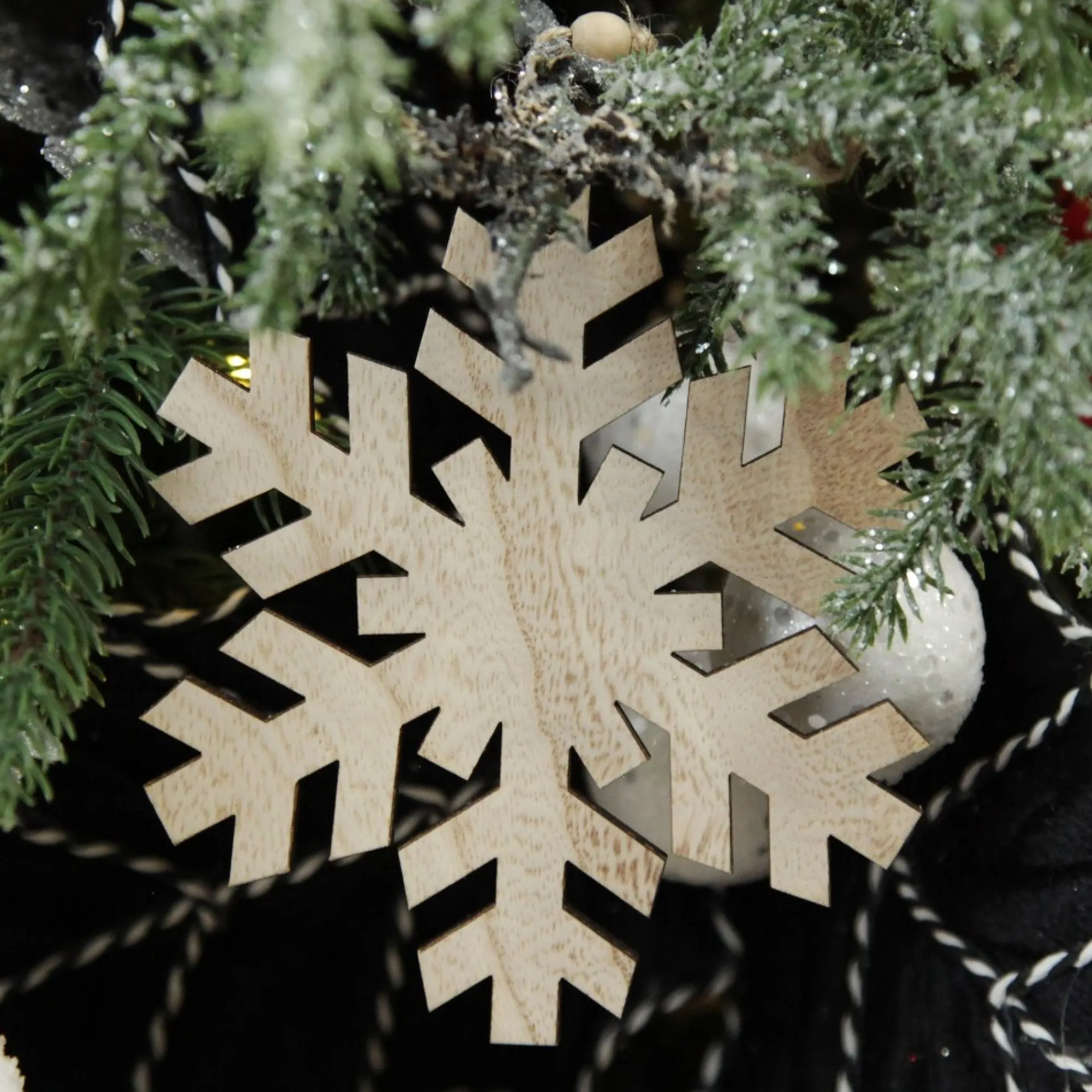 Plywood Snowflake Tree Decorations - Set of 2 Flash Sale
