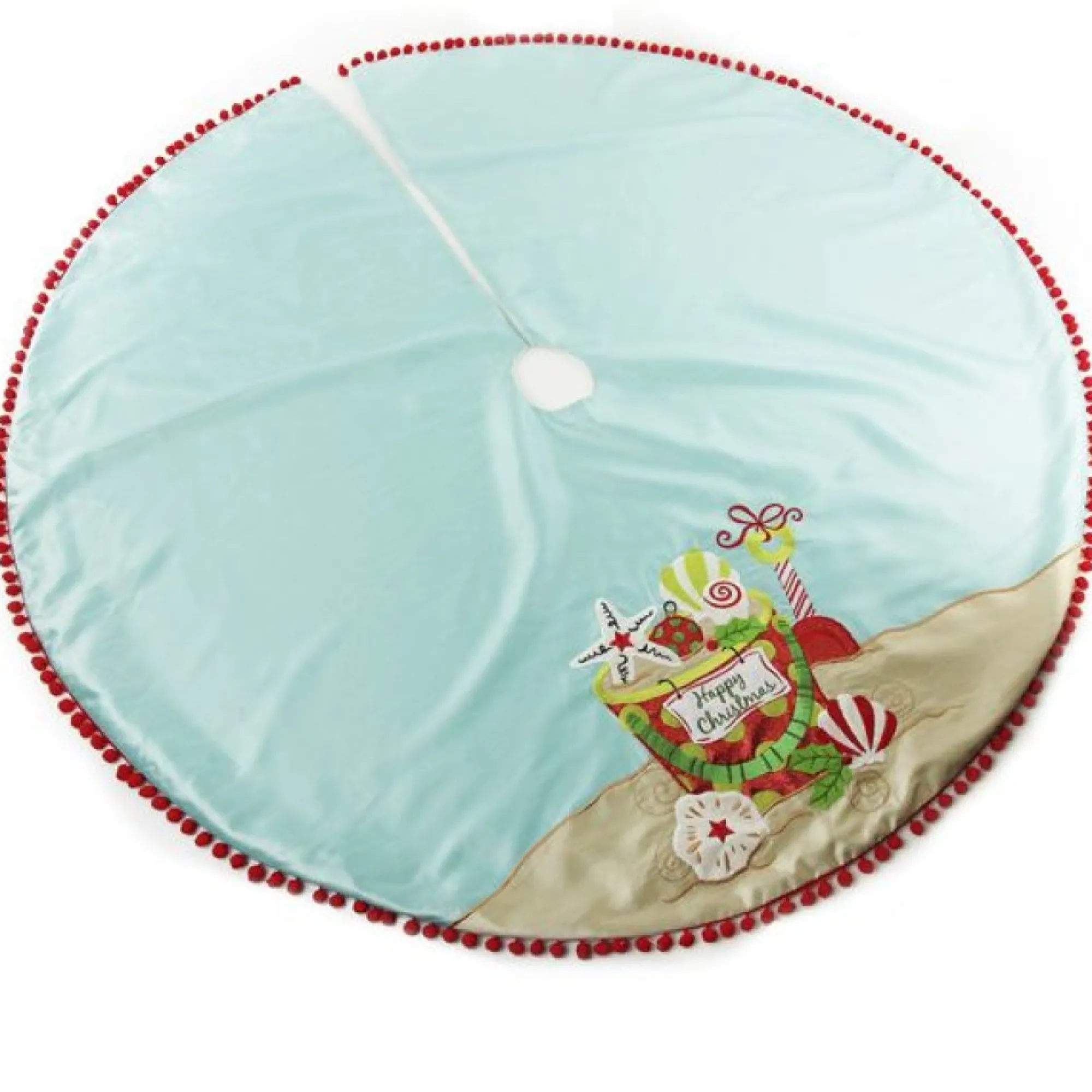 Pom Pom Beach Christmas Tree Skirt New