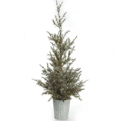 Potted Christmas Pine Tree with Snowy Top Discount