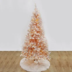 Pre-lit Snow Flocked Pink Fir Christmas Tree Outlet