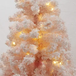 Pre-lit Snow Flocked Pink Fir Christmas Tree Outlet