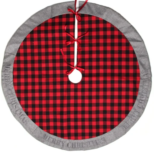 Red and Black Buffalo Check Christmas Tree Skirt Hot