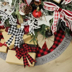 Red and Black Buffalo Check Christmas Tree Skirt Hot