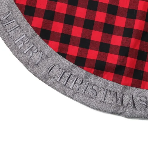 Red and Black Buffalo Check Christmas Tree Skirt Hot