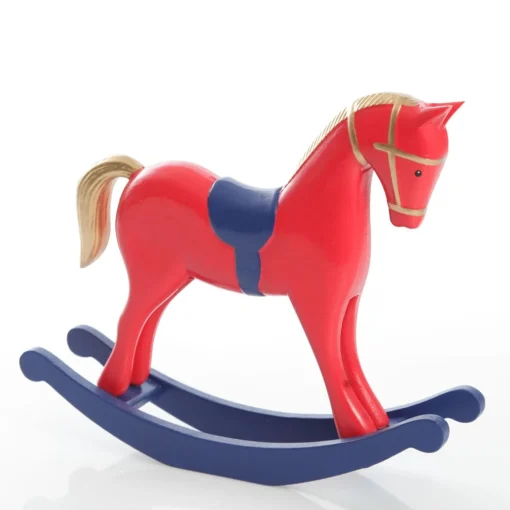 Red and Blue Rocking Horse Christmas Ornament Best