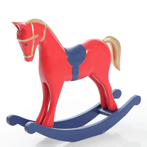 Red and Blue Rocking Horse Christmas Ornament Best