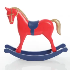 Red and Blue Rocking Horse Christmas Ornament Best
