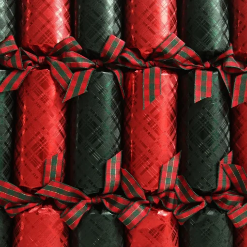 Red and Green Christmas Bon Bons with Tartan Ribbon Outlet