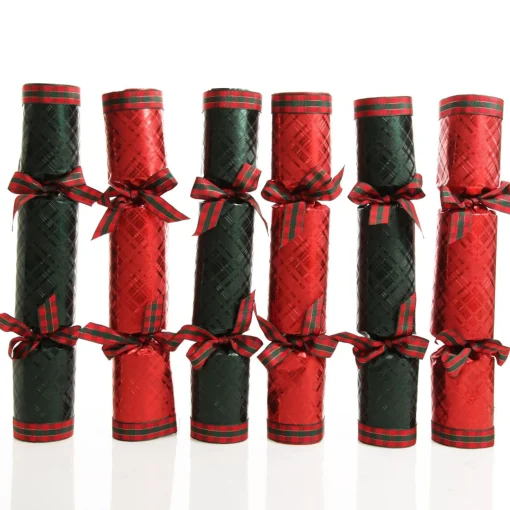Red and Green Christmas Bon Bons with Tartan Ribbon Outlet