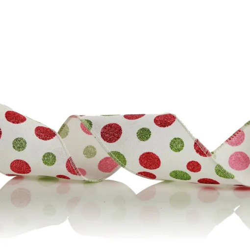 Red and Green Dots Wired Christmas Ribbon Outlet