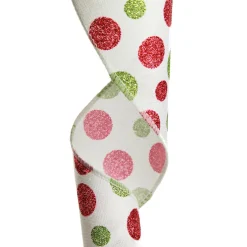 Red and Green Dots Wired Christmas Ribbon Outlet
