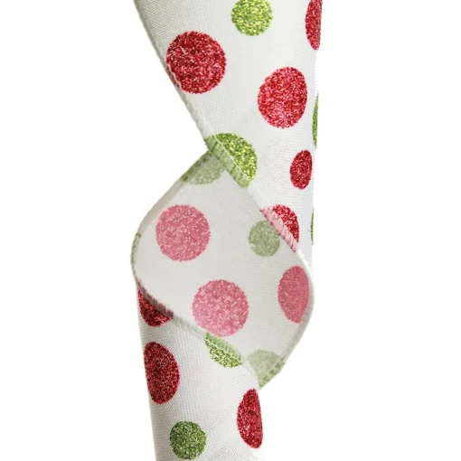 Red and Green Dots Wired Christmas Ribbon Outlet
