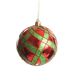 Red and Green Harlequin Christmas Baubles - Set of 4 Cheap