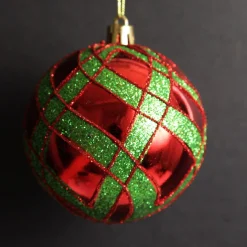 Red and Green Harlequin Christmas Baubles - Set of 4 Cheap