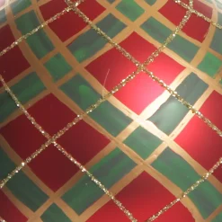 Red and Green Painted Holly and Tartan Christmas Baubles - Set of 2 Store