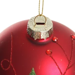 Red and Green Painted Holly and Tartan Christmas Baubles - Set of 2 Store