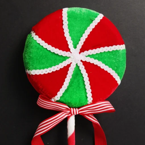 Red and Green Peppermint Candy Lollipop Pick Store