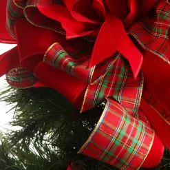 Red and Green Tartan Deluxe Tree Topper Bow with Streamers Flash Sale