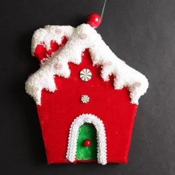 Red and Green Velvet Christmas House Tree Decoration Best