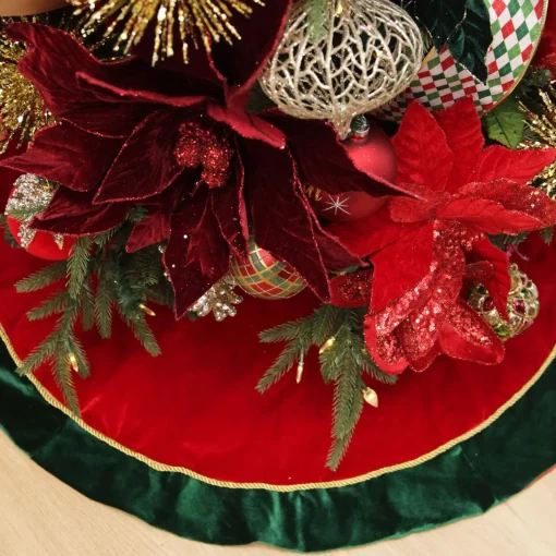 Red and Green Velvet Christmas Tree Skirt Cheap