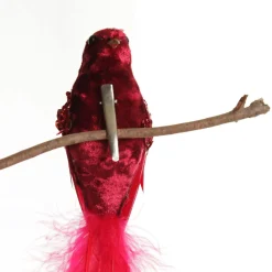 Red and Sequin Feather Bird Clip Best