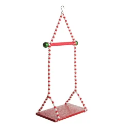 Red and White Bead Christmas Swing Ornament - Double Seat Hot