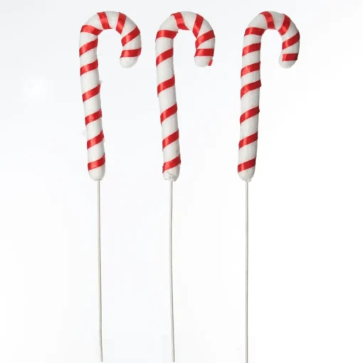 Red and White Candy Cane Pick - Pack of 3 Hot