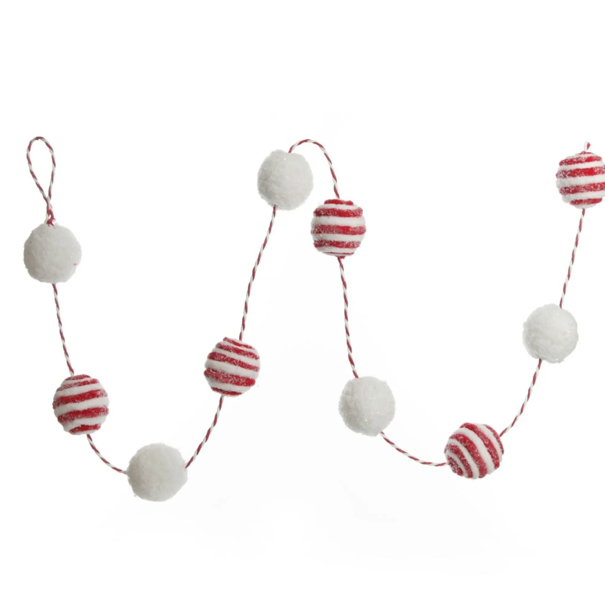 Red and White Candy Cane Stripe Ball Garland Fashion