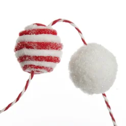 Red and White Candy Cane Stripe Ball Garland Fashion