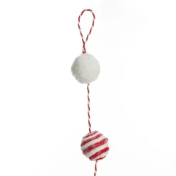 Red and White Candy Cane Stripe Ball Garland Fashion