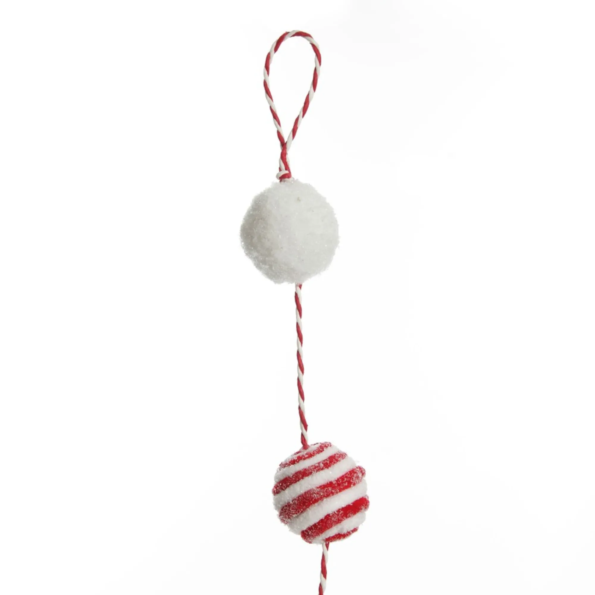Red and White Candy Cane Stripe Ball Garland Fashion