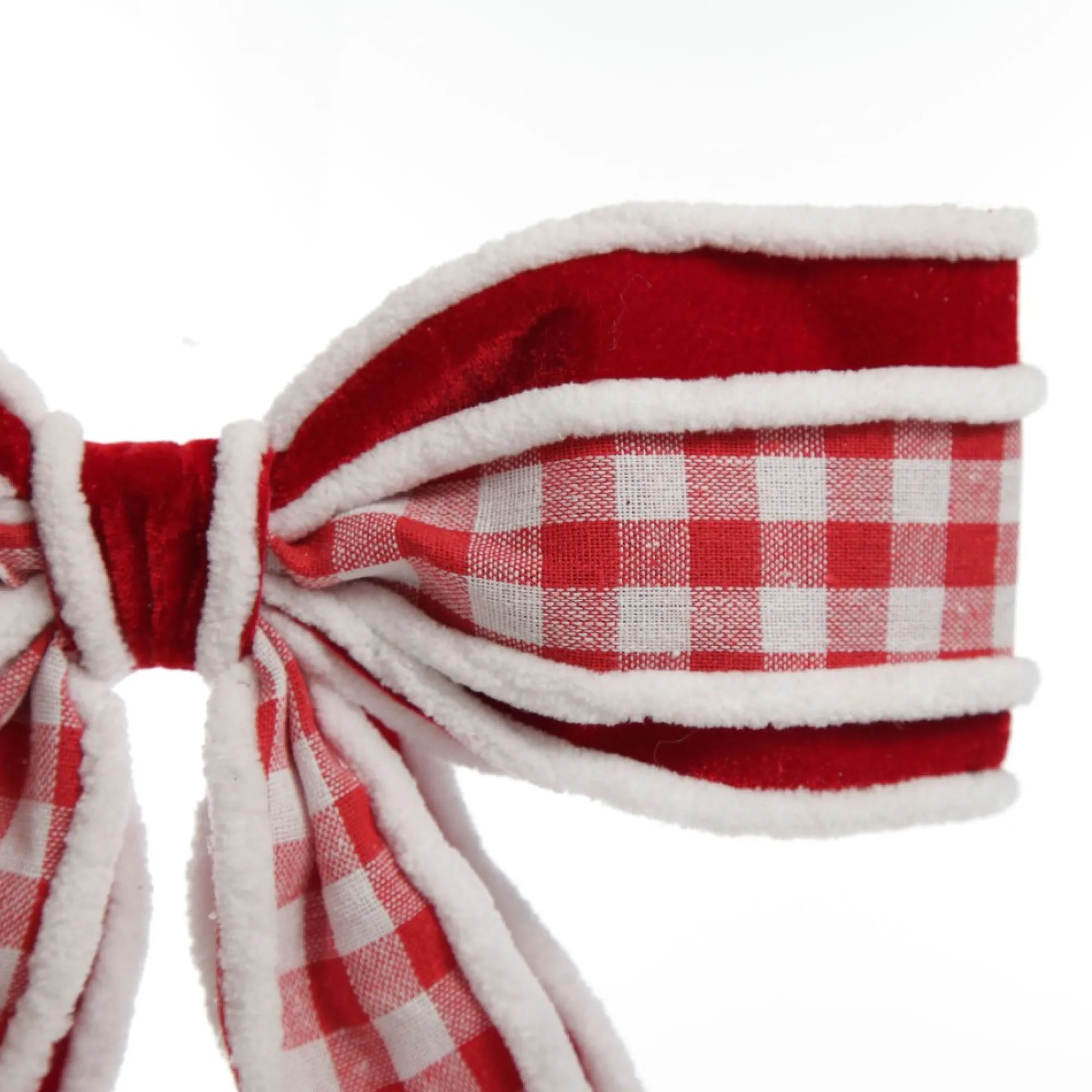 Red and White Check Christmas Bow with Fur Trim Best