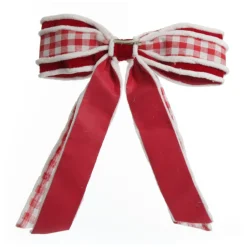 Red and White Check Christmas Bow with Fur Trim Best