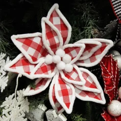 Red and White Check Flower Stem with Fur Trim Best