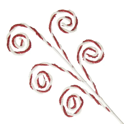 Red and White Chenille Stick Candy Cane Christmas Pick Store