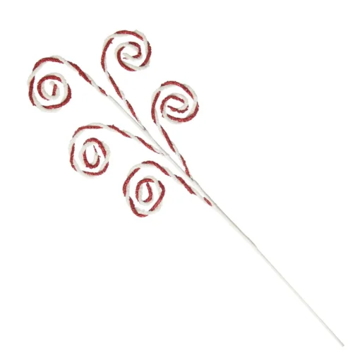 Red and White Chenille Stick Candy Cane Christmas Pick Store