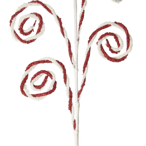 Red and White Chenille Stick Candy Cane Christmas Pick Store