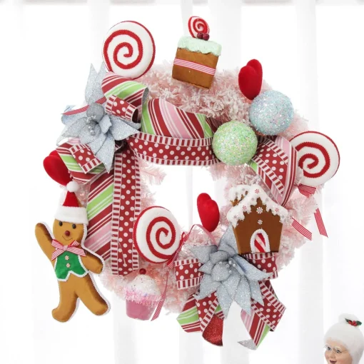 Red and White Dots and Stripe Candy Cane Christmas Ribbon - 6.5cm Fashion