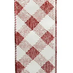 Red and White Gingham Pattern Wired Christmas Ribbon Best