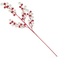 Red and White Glitter Ball Christmas Pick Cheap
