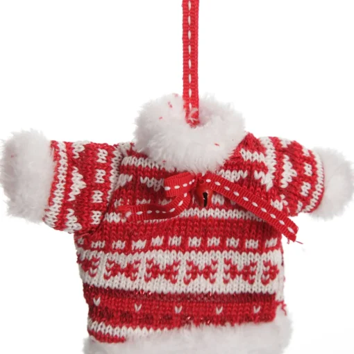 Red and White Knitted Christmas Tree Decorations - Set of 3 Outlet