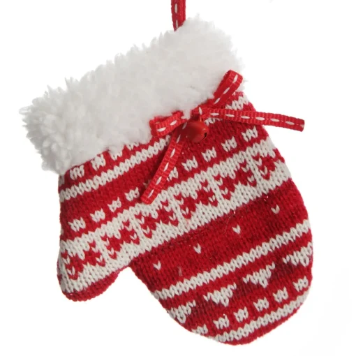 Red and White Knitted Christmas Tree Decorations - Set of 3 Outlet