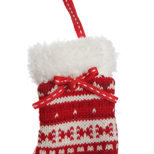 Red and White Knitted Christmas Tree Decorations - Set of 3 Outlet