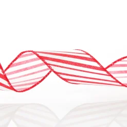 Red and White Peppermint Striped Wired Ribbon Discount