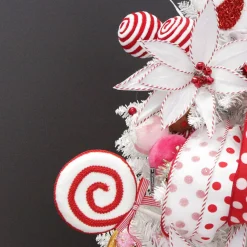 Red and White Velvet Swirl Lollipop Pick with Braided Trim Shop