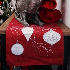 Red Bauble Christmas Table Runner Shop
