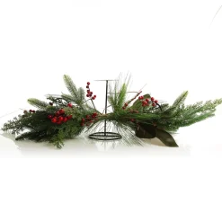 Red Berry Mixed Leaf Christmas Table Centrepiece Candle Holder Outlet