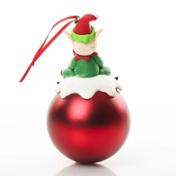 Red Boy Elf Christmas Character Bauble Outlet