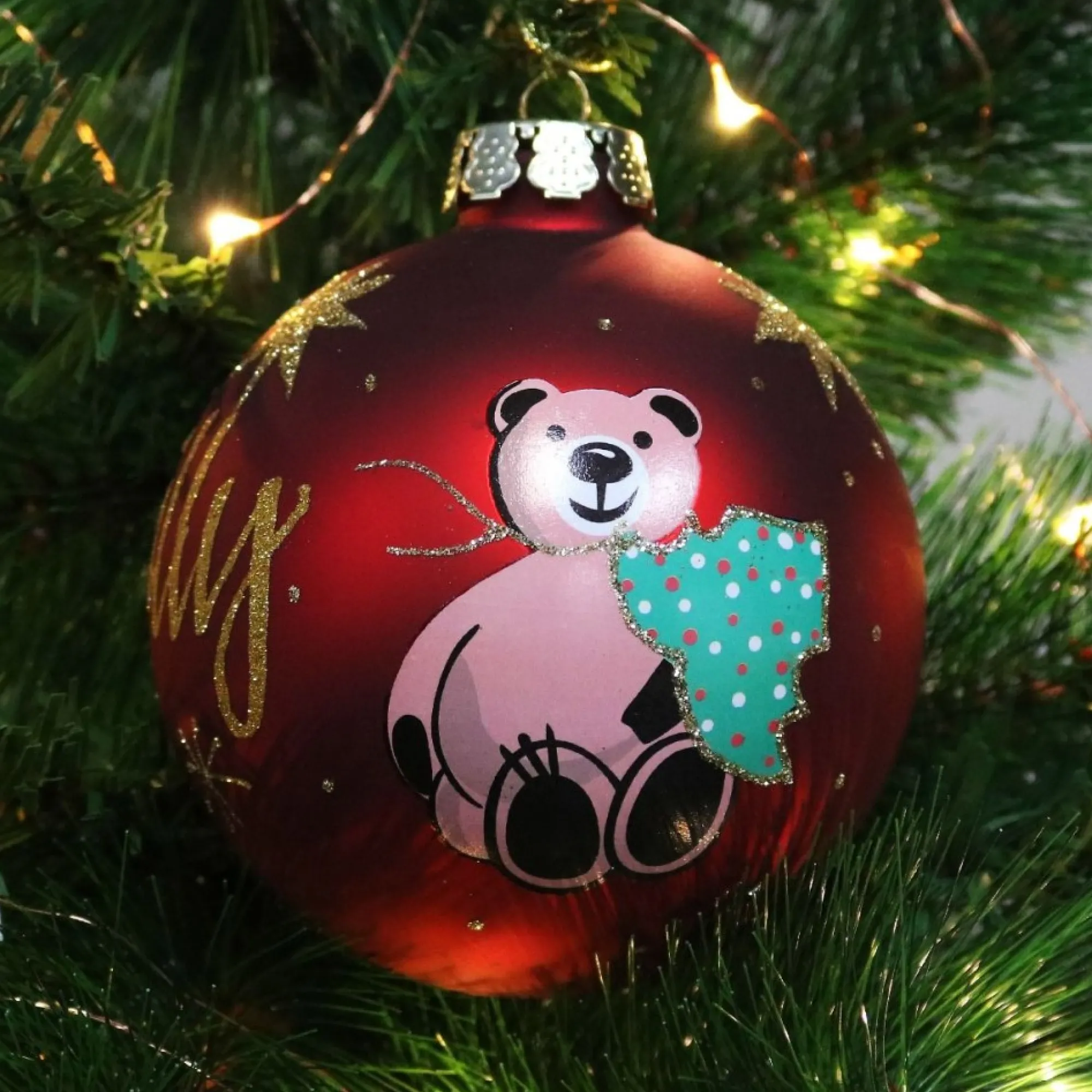 Red Christmas Bear with Tree Bauble Cheap