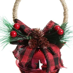 Red Christmas Bell Door Hanger with Red Buffalo Check Bow Best Sale
